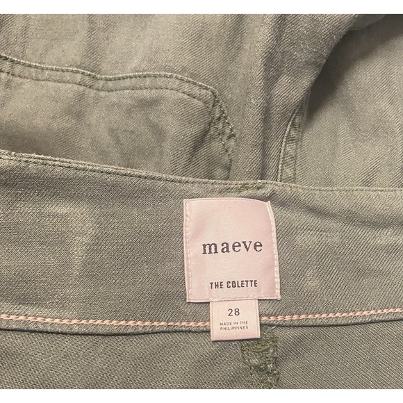 Maeve Anthropologie The Colette Wide Leg Pants Green Linen Blend High Rise 28 - Picture 7 of 8